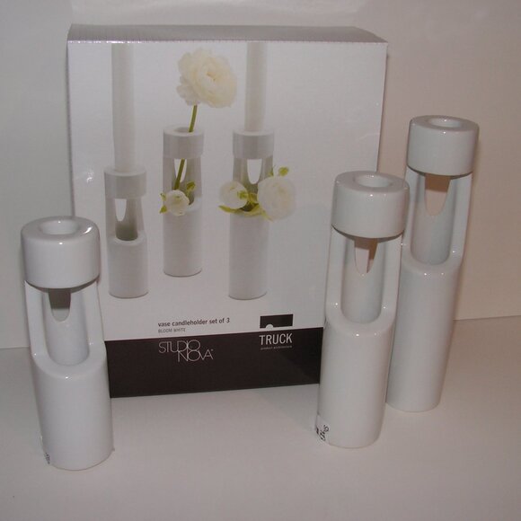 Mikasa Truck Bloom Set of 3 Vases White Ceramic - Picture 5 of 16